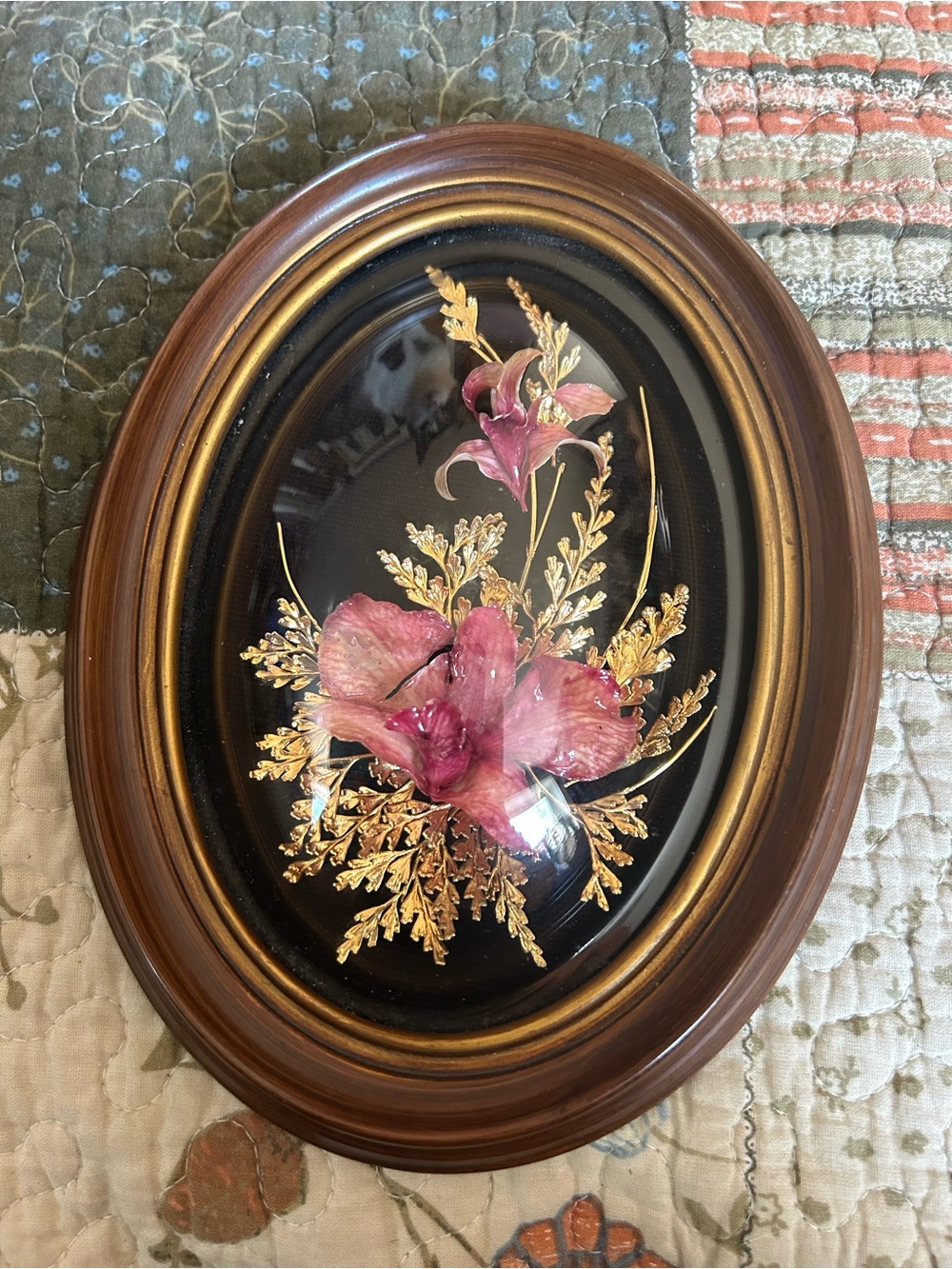 Hawaii Waikiki 24k Gold dipped leafs flower oval frame